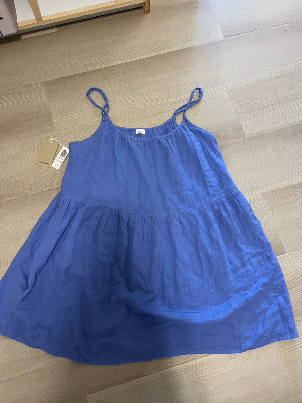 Women’s Blue Tiered Spaghetti-Strap Dress Top
